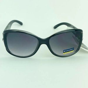 SG00773 NorthCrest Sunglasses for Women Pretty Swirls Black, Silver Design